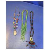 (3) Handmade Style Beaded Necklaces