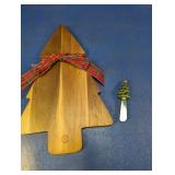 (2) Christmas Tree Cutting Board & Spreader Set