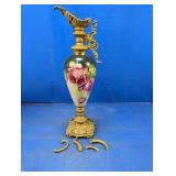 (1) Ornate Hand-Painted Floral Pitcher Vase
