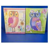 (2) Colorful Owl Canvas Art Prints