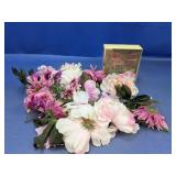 Napkin Rings Set & Assorted Faux Flowers Lot