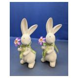 (2) Charming Easter Bunny Figurines Duo