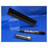 Ornate Black & Gold Overlay Fountain Pen