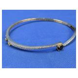 Gold Over 925 Silver Sapphire Bangle Bracelet