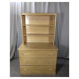 (1) Wooden Dresser with Bookshelf Hutch