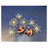 (8) Clear Snowflake & Glitter Santa Christmas