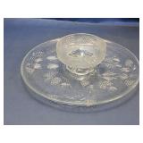 (2) Clear Pressed Glass Chip & Dip Duo