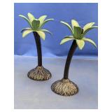 (2) Palm Tree Candle Holders