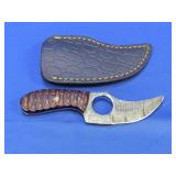 Karambit-Style Damascus Knife w/ Sheath