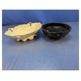 (2) Decorative Footed Bowls ï¿½ White & Black
