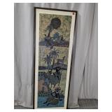 (1) Framed Batik-Style Wall Art Panel