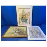 (3) Framed Floral Art Prints