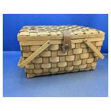 Vintage Woven Wood Picnic Basket