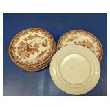 (8) Brown Transferware Bread & Butter Plates