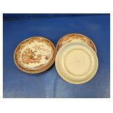 (7) Brown Transferware Soup Bowls