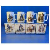 (4) Norman Rockwell Porcelain Tankard Mugs