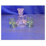 (3) Vintage Glass Candlestick Holders