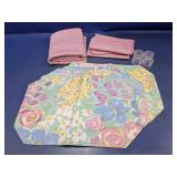 (8) Table Linens with Crystal Napkin Rings