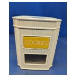 Vintage White Ribbed Ceramic "COOKIES" Jar
