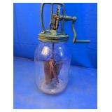 (1) Glass Jar Hand-Crank Butter Churn