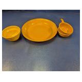(5) Yellow Bowls & Plate