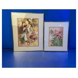 (2) Framed Floral Watercolor Prints