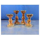 (4) Pedestal Candle Holders Berry Fill