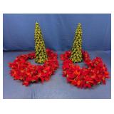 (4) Tree & Poinsettia Garland Christmas Decor