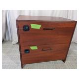 (1) Two-Drawer Wood Filing Cabinet w/ Locks