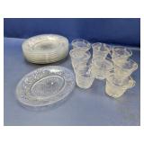 (16) Vintage Pressed Clear Glass Luncheon/Tea Set