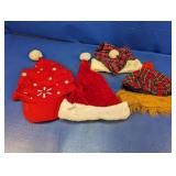(4) Holiday Hats Lot - Santa & More