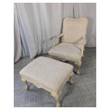 (2) Upholstered Armchair and Ottoman