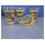 (4) Coca-Cola Yellow Rose Drinking Glasses