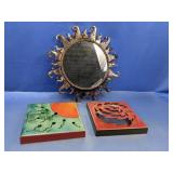 (3) Wall Art & Mirror Lot ï¿½ Abstract & Sunburst