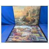 (2) Framed Jigsaw Puzzles Duo