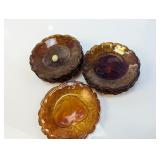 (12) Tiara Amber Glass Leaf Plates