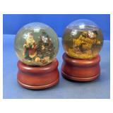 (2) Christmas Water Globes Santa and Snowman