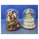 (2) Christmas Santa Claus Snow Globes
