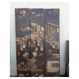 (3) Asian Wood Panels - Garden Scene