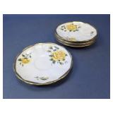(5) Priory Dale Yellow Rose Bone China Saucers