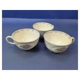 (3) Floral Teacups with Silver Trim
