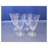 (4) Etched Glass Goblets