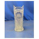 (1) Clear Pressed Glass Vase with Floral Design