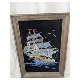 (1) Framed String Art Ship ï¿½ Signed ï¿½73