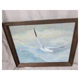 (1) Framed Seagull Painting ï¿½ D.E. Tucker ï¿½78
