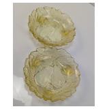 (2) Vintage Yellow Pressed Glass Duo