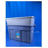 (2) Heavy-Duty Plastic Storage Totes Duo