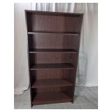 (1) Tall 5-Shelf Bookcase ï¿½ Dark Wood Finish