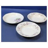 (3) Vintage Floral Rimmed Soup Bowls
