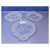 (3) Clear Glass Pear Pattern Plates